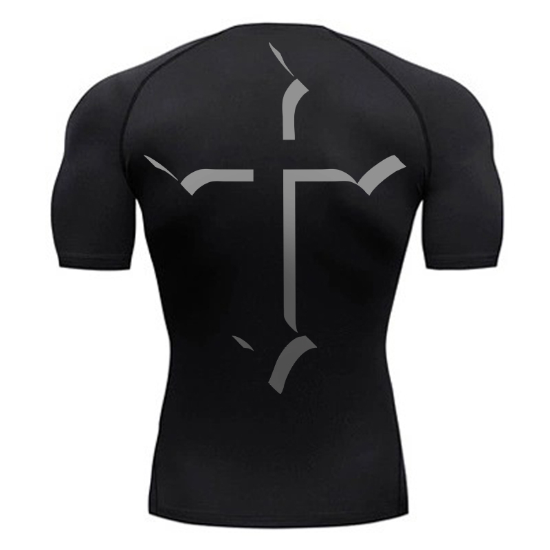 Crossfit Gym - Kompressionsshirt mit Kreuzmuster für Herren, christlich,