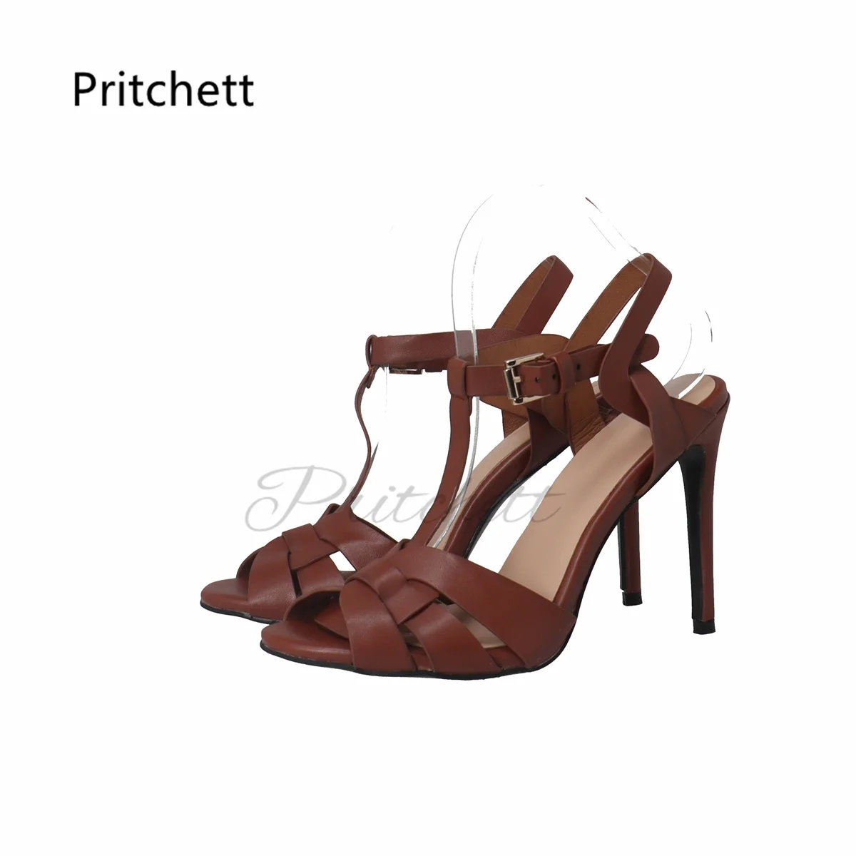 Crossfit Lady - Braune Kreuzgewebte High Heels Sandalen für
