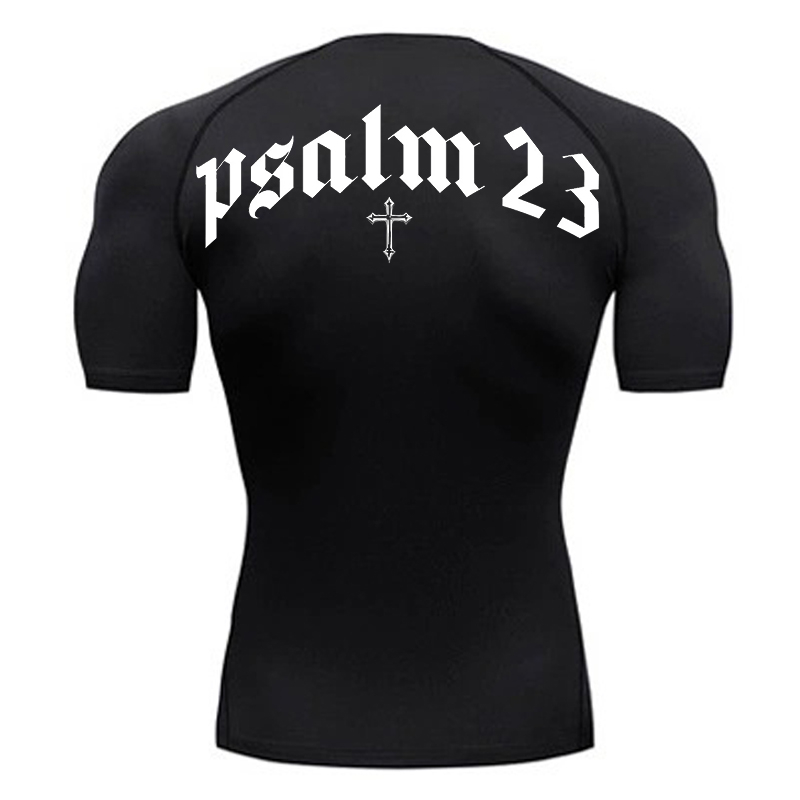Crossfit Gym - Psalm 23-Kreuzdruck-Kompressionsshirt für Herren, sportlich, schnell
